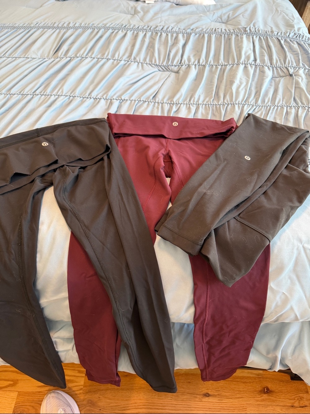 lululemon athletica 2 Black and 1 Burgundy Leggings Set